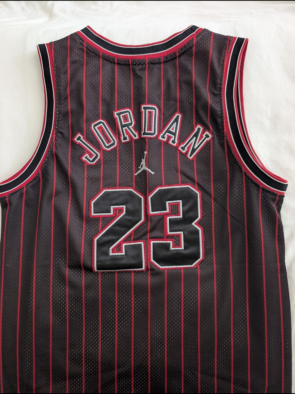 Jordan 23 Black & Red Pinstripe Basketball Jersey
